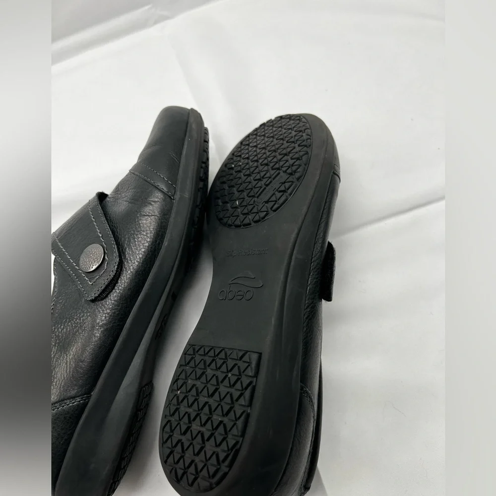 ABEO 24/7 Women's Shoes Comfort Ivonne Hook & Loop Soft Leather Black sz 8